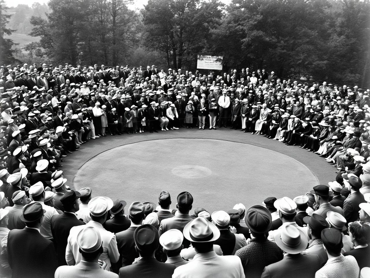 Members ringing the home green during the club's invitational final.
